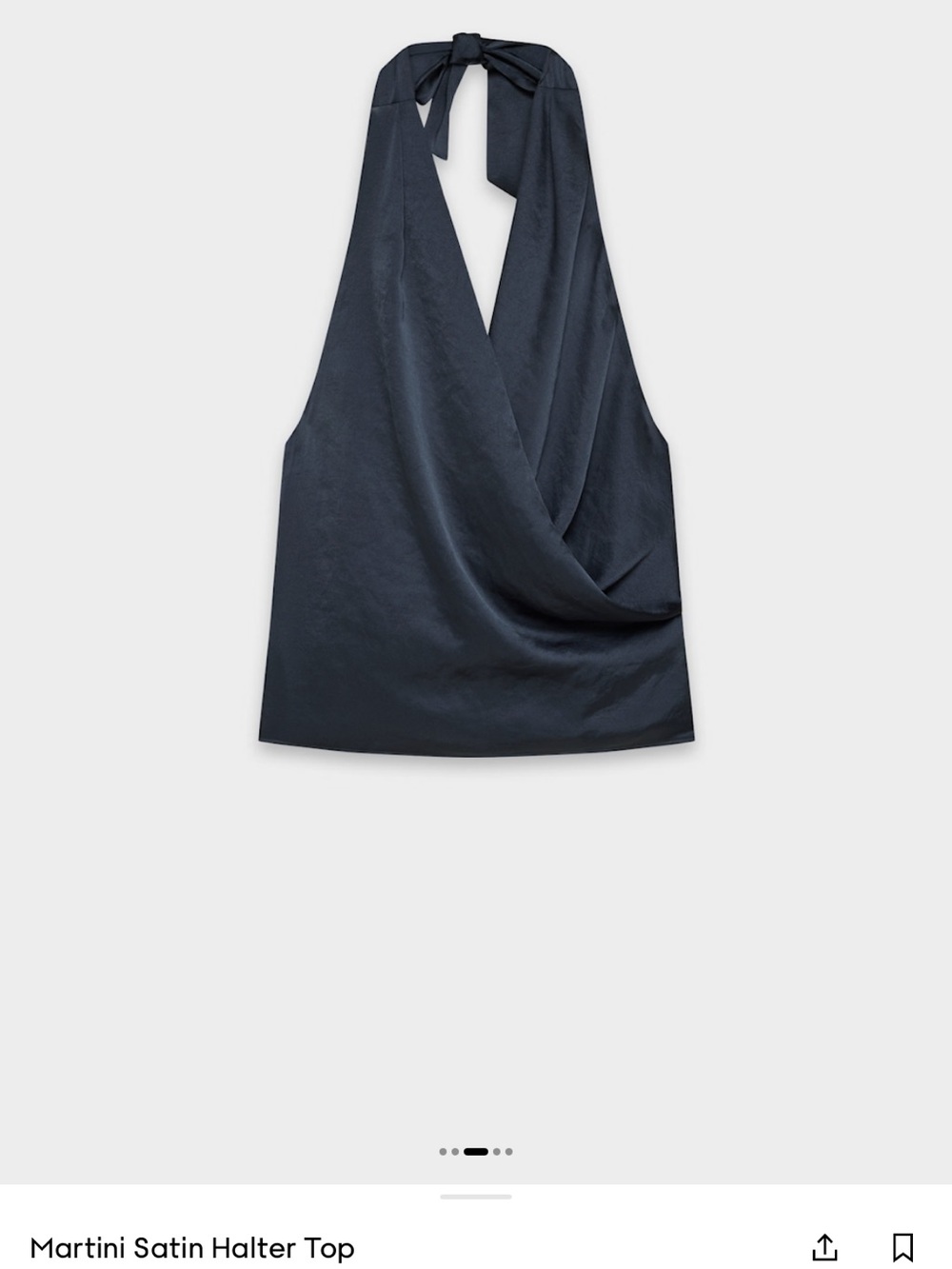 Aritzia Martini Satin Halter Top in Deep Navy